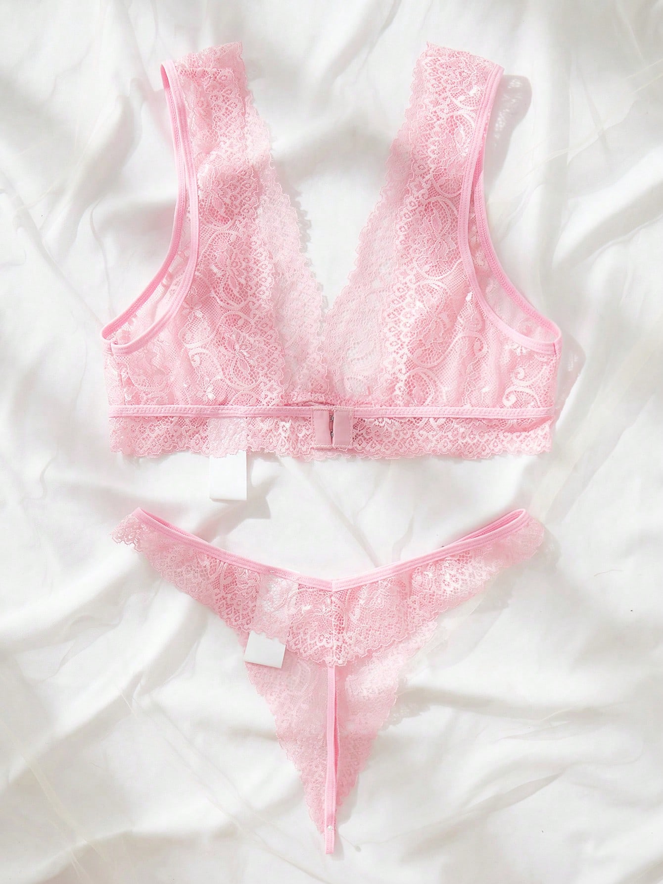 Pink Lace Lingerie Set Sheer F - Lace Bralette Set 리뷰 및 가격