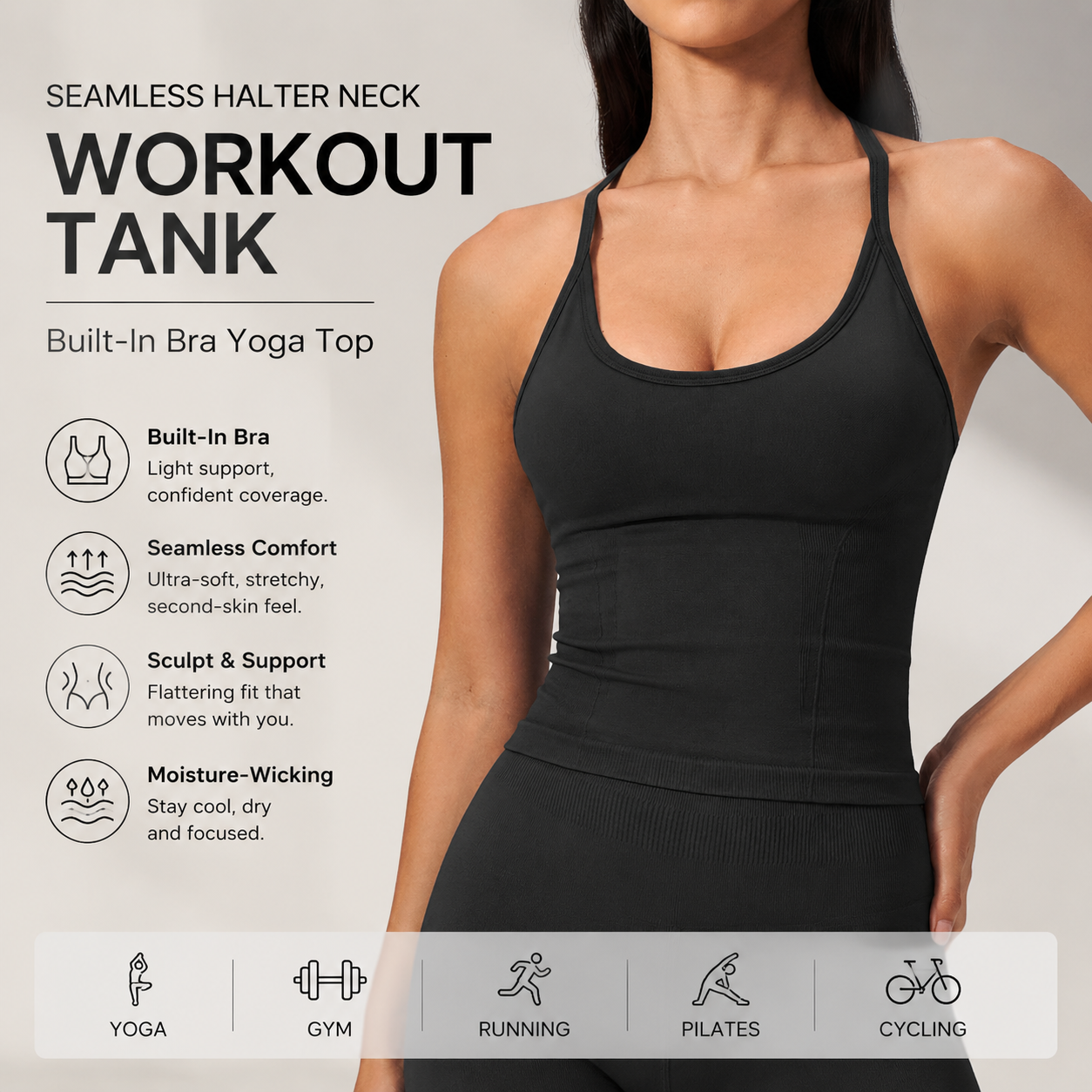 Luxury 2 in 1 Yoga Tank Top wi - T Shirt Bra Seamless 리뷰 및 가격