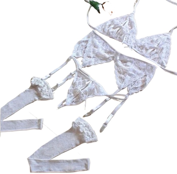 Lace Women Lingerie Set 4 Pcs  - Sheer Mesh Bra 리뷰 및 가격