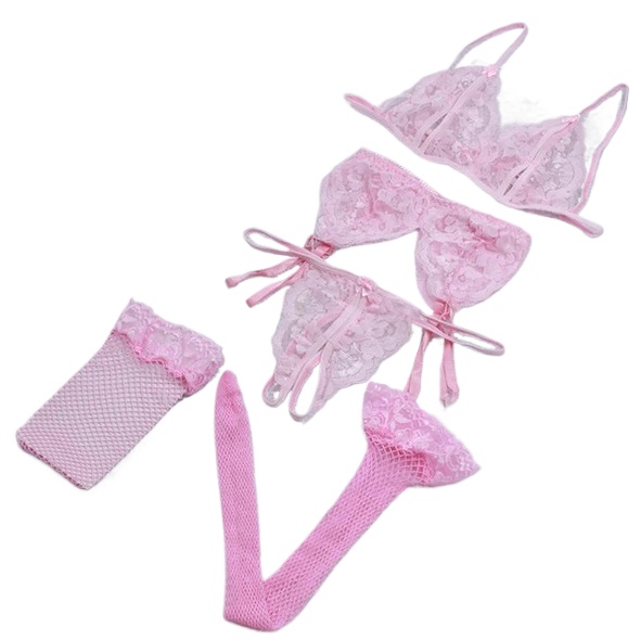 Lace Women Lingerie Set 4 Pcs  - Sheer Mesh Bra 리뷰 및 가격